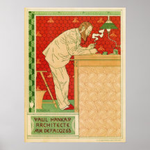 Vintage belgische Kunst nouveau Architektenanzeige Plakatdruck