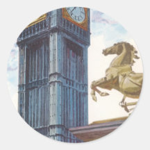 Vintage Big- BenGlockenturm-Pferdestatue, London Runde Sticker