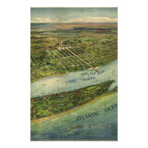 Vintage bildhafte Karte von West Palm Beach (1915) Personalisiertes Büropapier