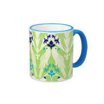 Vintage Bird & Floral Pattern in Green tassen