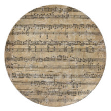 Vintage Blatt-Musik Flacher Teller