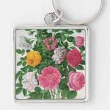Vintage blühende Blumen, Frühlings-Garten-Rosen Schlüsselbänder