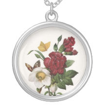 Vintage Blumen- und Schmetterlingskunst Halsketten