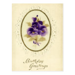 Vintage Blumengeburtstags-Postkarte
