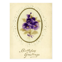 Vintage Blumengeburtstags-Postkarte