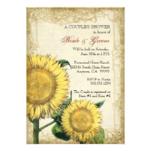 Vintage Blumensonnenblumen - Herbst-Hochzeit im He Personalisierte Ankündigungskarten