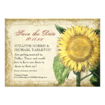 Vintage Blumensonnenblumen - Herbst-Hochzeit im He Individuelle Ankündigskarten