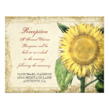 Vintage Blumensonnenblumen - Herbst-Hochzeit im He Individuelle Ankündigskarten