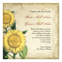 Vintage Blumensonnenblumen - Herbst-Hochzeit im He Personalisierte Ankündigungen