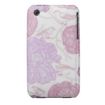 Vintage Blumenvögel iPhone 3 Case-Mate Hülle