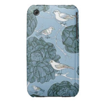 Vintage Blumenvögel iPhone 3 Cover