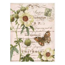 Vintage botanische mit Blumenpostkarte