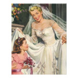 Vintage Braut mit Blumen-Mädchen an ihrem Hochzeit Personalisierte Einladungskarte