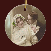 Vintage Braut-u. Bräutigam-romantische Foto-Gesche ornaments