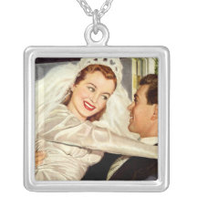 Vintage Braut und Bräutigam; Glückliche Jungvermäh Amulett