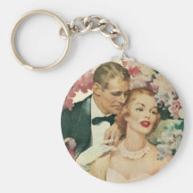 Vintage Braut und Bräutigam-Jungvermählten und Blu Schlüsselband