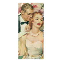 Vintage Braut und Bräutigam-Jungvermählten und Blu Karten Druck