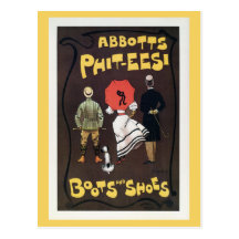 Vintage britische Stiefel und Schuhwerbung Postkarten