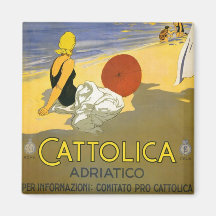Vintage Cattolica italienische Reise-Kunst Kühlschrankmagnete
