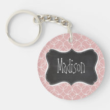 Vintage Chalkboard look on Mauve Circles Acrylic Key Chain