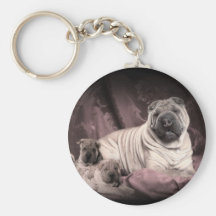 Vintage Chinese Shar Pei Falten, Welpen-Hunde Schlüsselanhänger