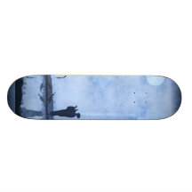 Vintage Dame u. Flamingos auf Moonlit See Skateboard Brett