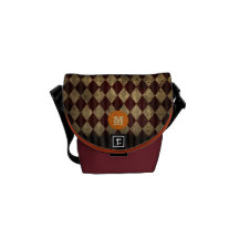 Vintage Diamant-Raute Burgunder und orange Muster Kuriertaschen
