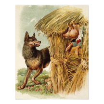 Vintage drei kleine Schweine; Großer schlechter Wo Ankündigung