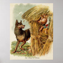 Vintage drei kleine Schweine; Großer schlechter Wo Posterdruck