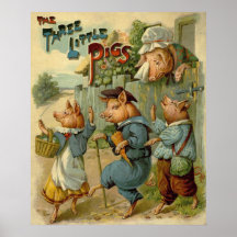 Vintage drei kleine Schweine, Mamma ist traurig un Plakate