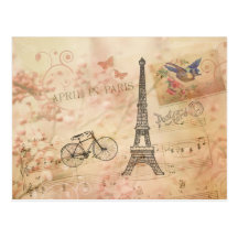 Vintage Eiffel-Turm-Kunst Postkarte