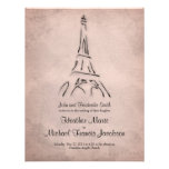 Vintage Eiffel-Turmsepia-Hochzeits-Einladung