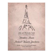 Vintage Eiffel-Turmsepia-Hochzeits-Einladung