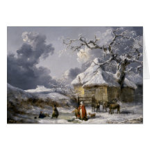 Vintage englische Winter-Weihnachtsszene Grußkarten