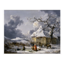 Vintage englische Winter-Weihnachtsszene Postkarte
