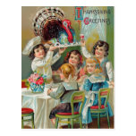 Vintage Erntedank-Gruß-Postkarte