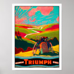 Vintage Fahrrad-Anzeige - Fahrrad auf Abhang Plakatdruck