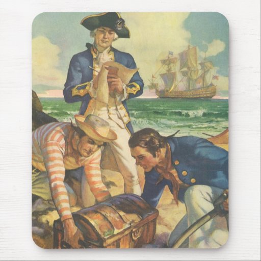 Vintage feenhafte Geschichten-Piraten, Schatz-Inse Mousepad