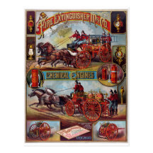 Vintage Feuerlöscher-Werbung Postkarten