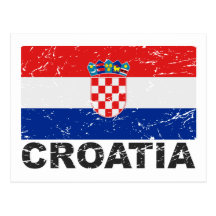 Vintage Flagge Kroatiens Postkarte