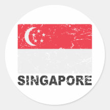 Vintage Flagge Singapurs Runde Sticker