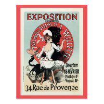 Vintage französische Kunst nouveau Ausstellungsanz Postkarte