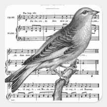 Vintage französische Vogel-Lied-Musik-Aufkleber