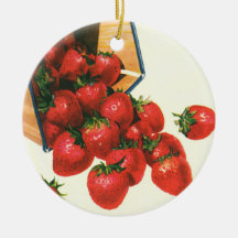 Vintage Frucht; Erdbeeren, die von einem Korb fall Weihnachtsbaum Ornamente