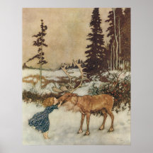 Vintage Gerda und das Ren durch Edmund Dulac Plakate
