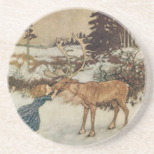 Vintage Gerda und das Ren durch Edmund Dulac Getränkeuntersetzer