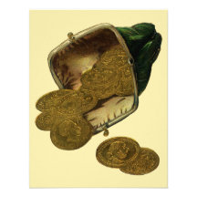 Vintage Geschäfts-Geld-Währung; Goldmünze-Geldbeut Einladung