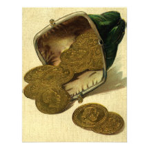 Vintage Geschäfts-Geld-Währung; Goldmünze-Geldbeut Personalisierte Einladungskarte