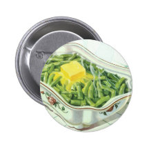 Vintage grüne Bohnen-Kasserolle mit Butter Button