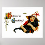 Vintage Halloween-Grüße Plakatdruck